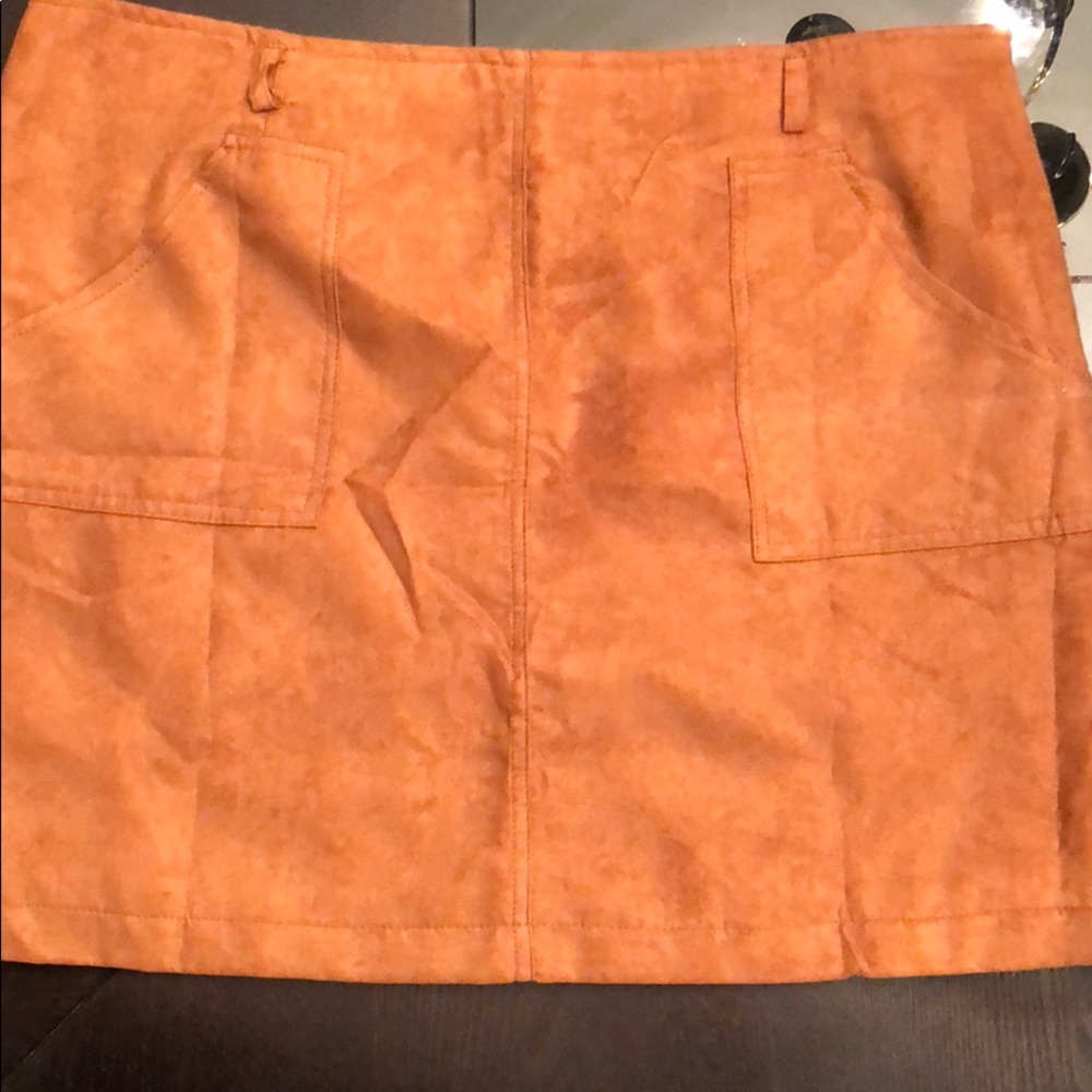Tan faux suede skirt